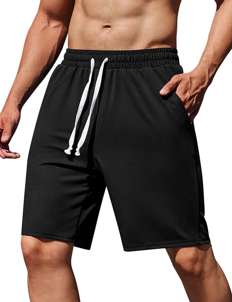 COOFANDY Men's Sweat Shorts 9" Drawstring Elastic Waist Gym Workout Shorts Casual Athletic Jogger Knit Shorts with Pockets