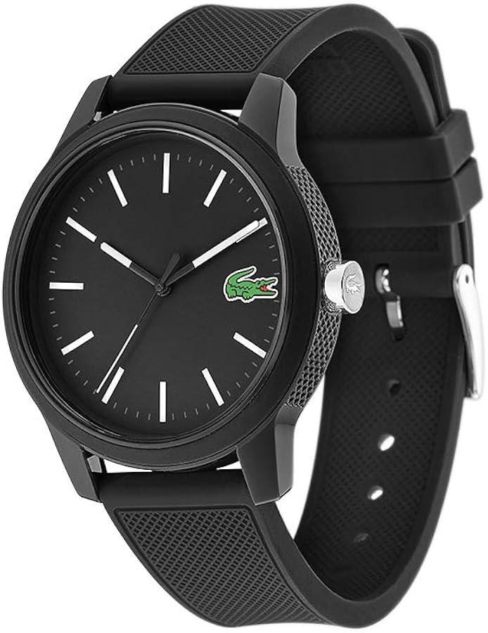 Lacoste 12.12 Men's Quartz Black Tr90 Case Watch with Black Silicone Rubber Strap (Model: 2010986)