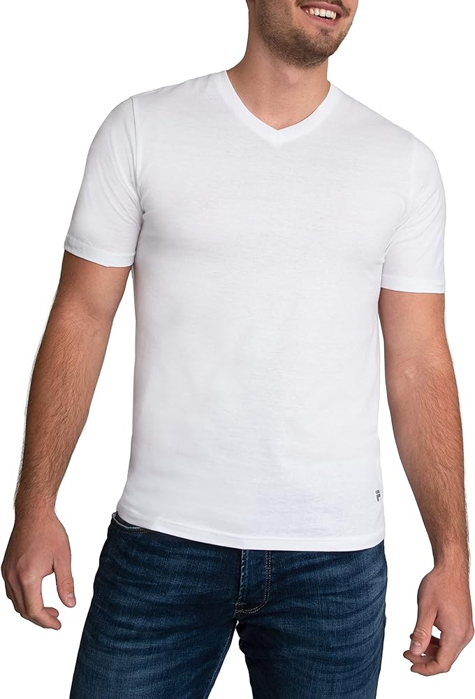 Fila Men's V-Neck Cotton T-Shirt 4 Pack