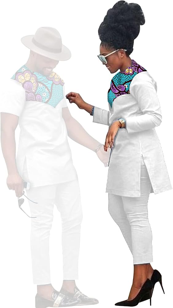 African Coupleswear Women's Ankara Printed Top and Pants Set Party Men's Top and Pants Set