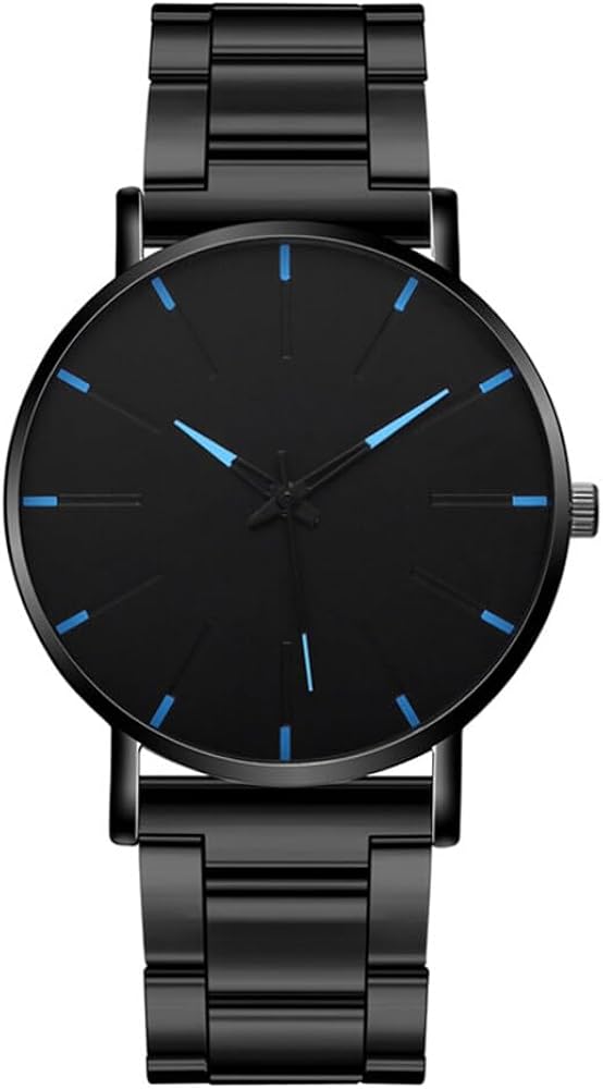 Hemobllo Man Watch Man Watch Mens Black Watch Male Casual Business Watch: Ultra Thin Stainless Steel Wrist Band Mens Watch Metal Strap Fashion Watch Black Blue Blue Watch Men’s Watches Men’s Watches