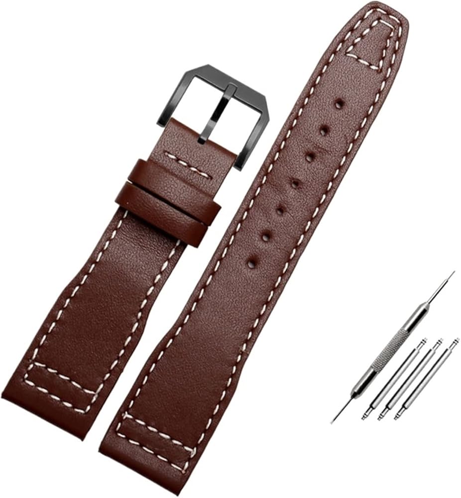 20mm 21mm Brown Black Men Watchband For IWC Pilot Mark XVIII IW327004 IW377714 Watch Strap Calf Genuine Leather Bracelet