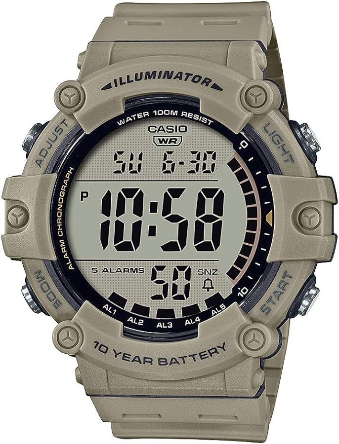 Casio Illuminator AE1500WH Series | 10-Year Battery | LED Backlight | 5-Alarms | 1/100 Sec Stopwatch | Men's Digital Watch