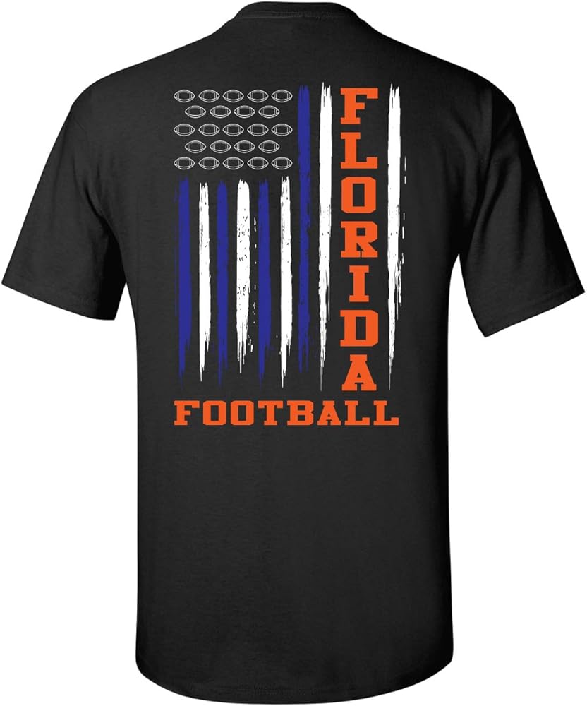 Florida Orange & Blue Football Flag Unisex Short Sleeve T-shirt-Black-3XL