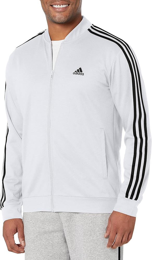 adidas Men's Three Stripe Tricot Full-Zip Jacket