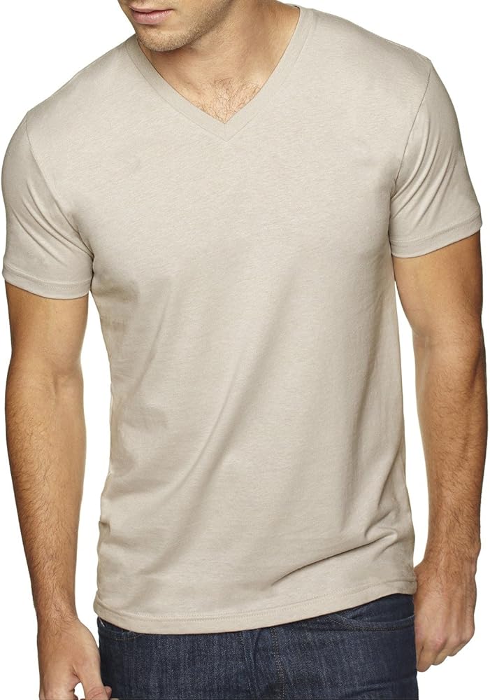 Next Level Men's Premium Sueded Short Sleeve V-Neck T-Shirt, XS, SAND