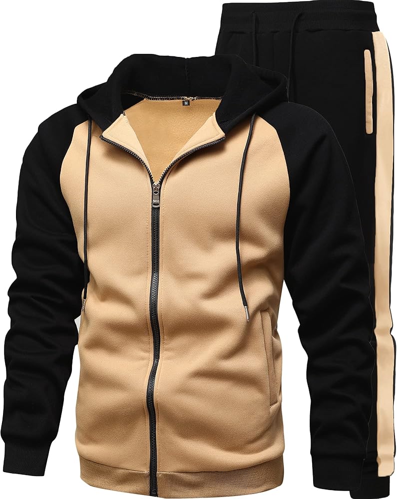 GXAMOY Men's 2 Pieces Tracksuits Running Sports Suits Drawstring Waistband Sweatsuit