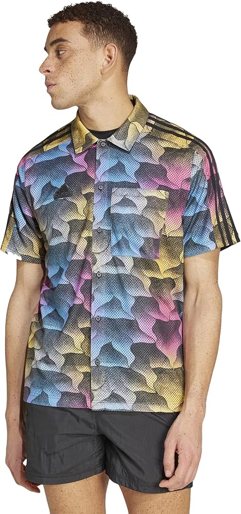 adidas Men's Tiro Allover Print Mesh Resort Shirt