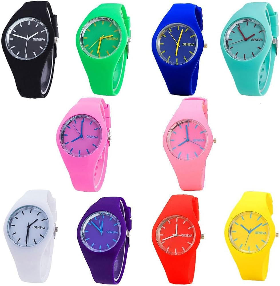 CdyBox Men Women Silicone Band Wristwatches Jelly Colorful Girls Boys Wrist Watch Analog Sports Watch Wholesale (10 Pack)