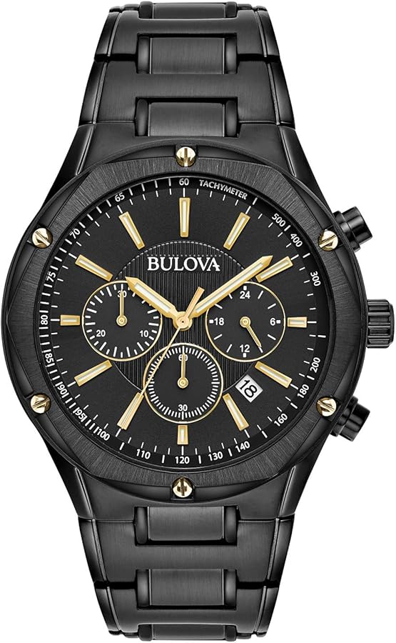 Bulova Men's Classic 6-Hand Chronograph Calendar Quartz Watch, 24 Hour Time, Luminous Hands, 43mm Style: 98B287