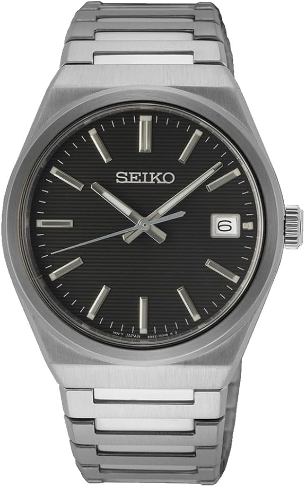 SEIKO SUR557 Men's Essentials - Black Dial Stainless Steel Band 100 Meters Water Resistant