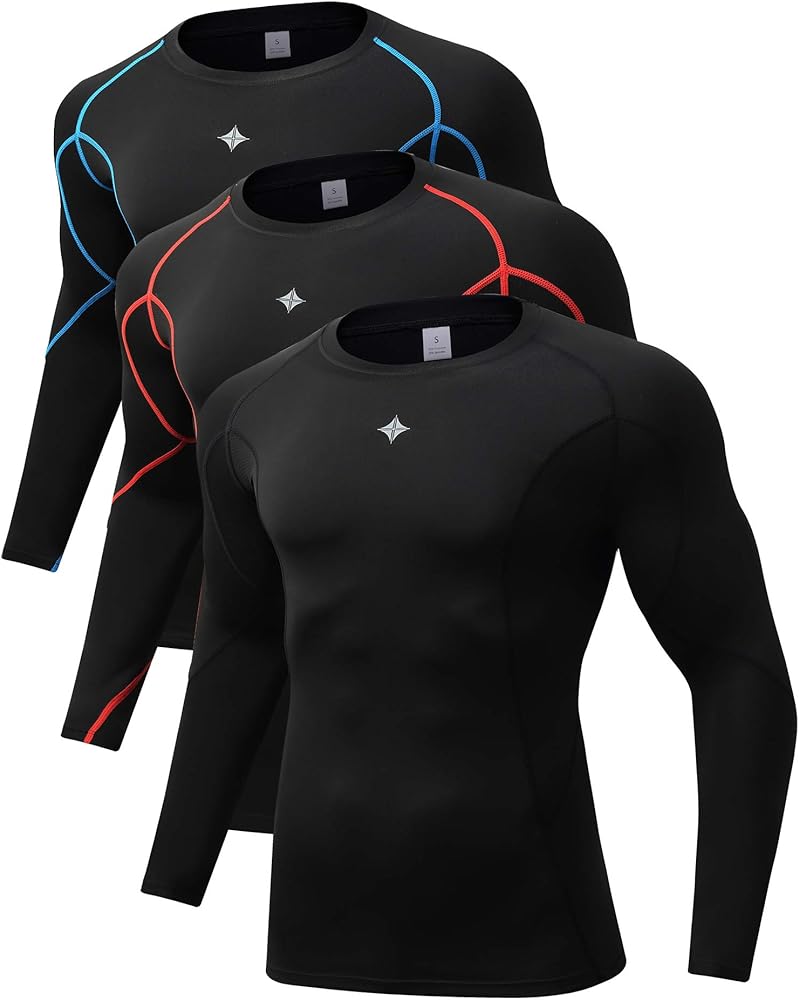 Milin Naco Compression Shirts for Men Long Sleeve Compression Undershirts Dry Fit Compression Shirt Baselayer Rash Guard