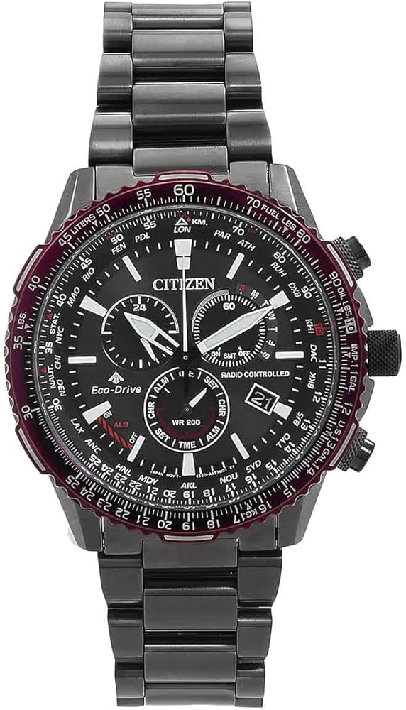 Citizen Promaster Perpetual Alarm World Time Chronograph GMT Black Dial Men's Watch CB5009-55E