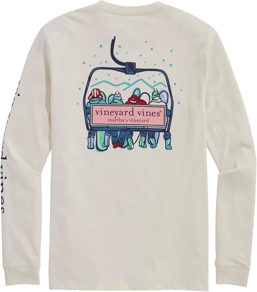 vineyard vines Men's String Lights Logo Box Long-Sleeve Pocket Tee