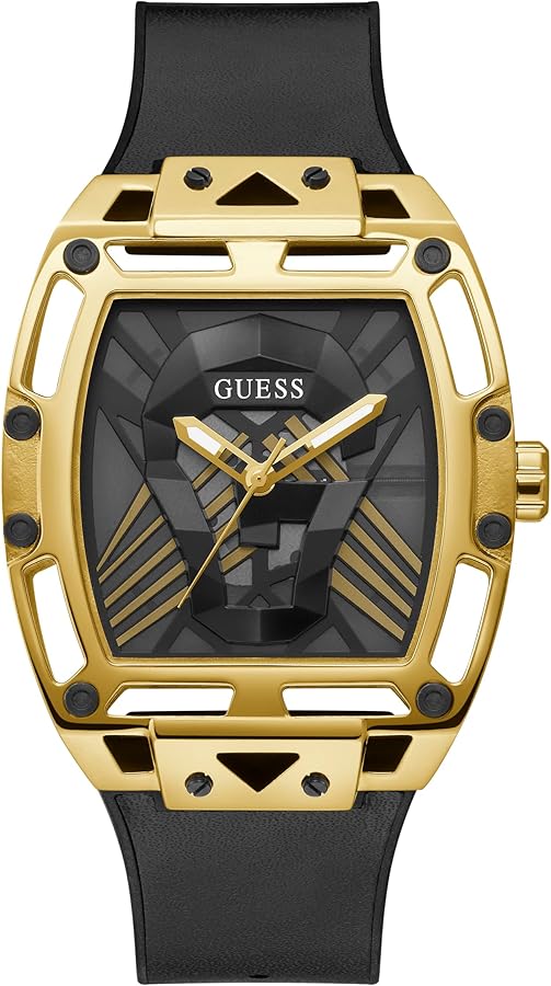 GUESS Men's 44mm Watch - Black Strap Black Dial Black Case