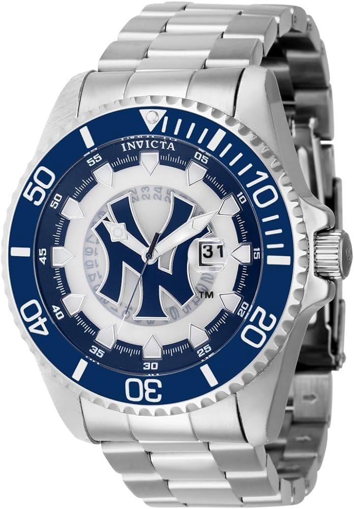 Invicta Men's 43472 MLB New York Yankees Quartz Silver, White, Blue Dial Watch