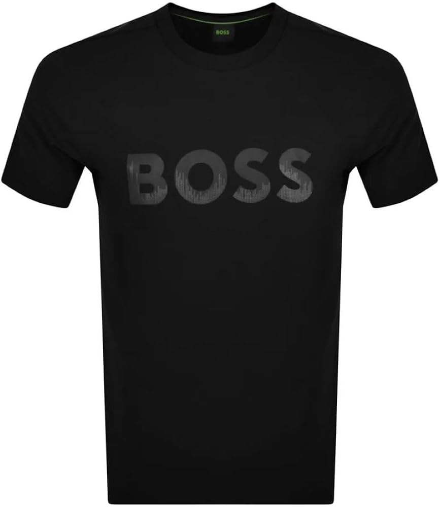 BOSS Men's Tee Mirror 1 Tonal Black Logo Short Sleeve T-Shirt