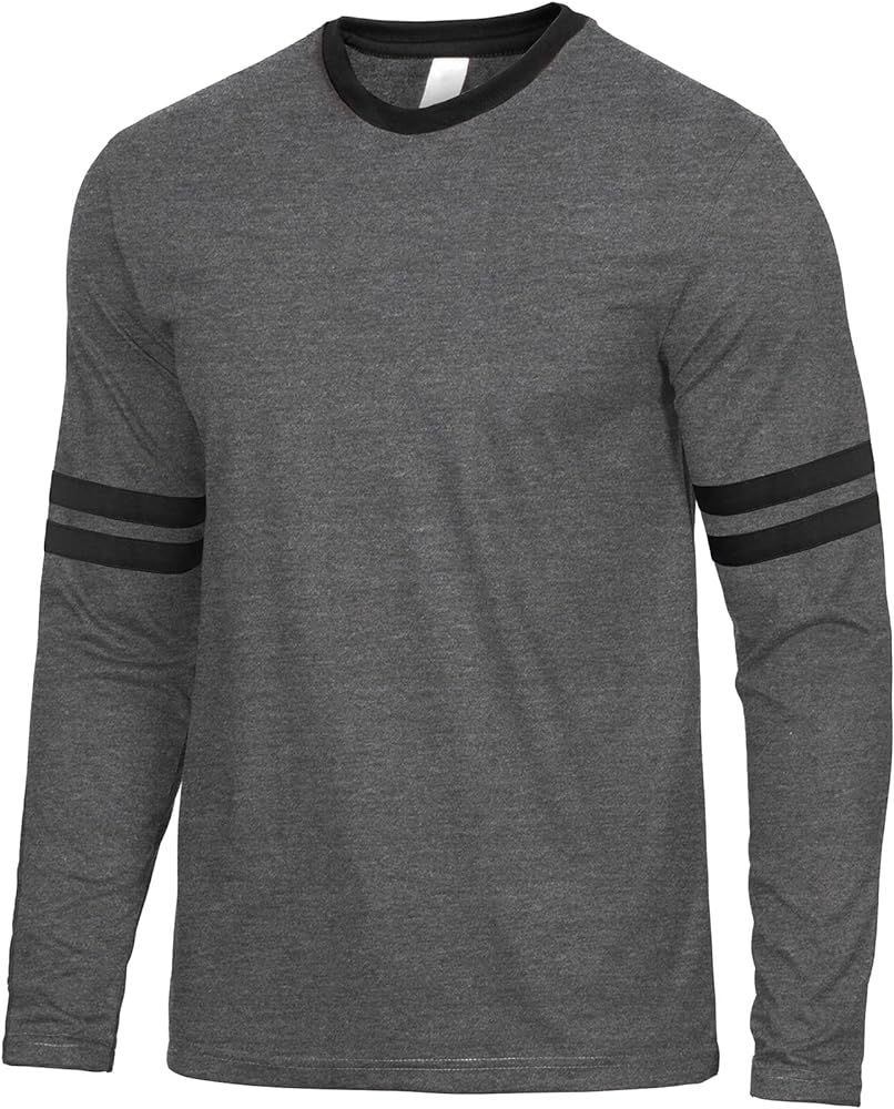 Decrum Mens Long Sleeve Shirts - Soft Comfy Casual Round Neck Full Sleeves Ringer Tee Men