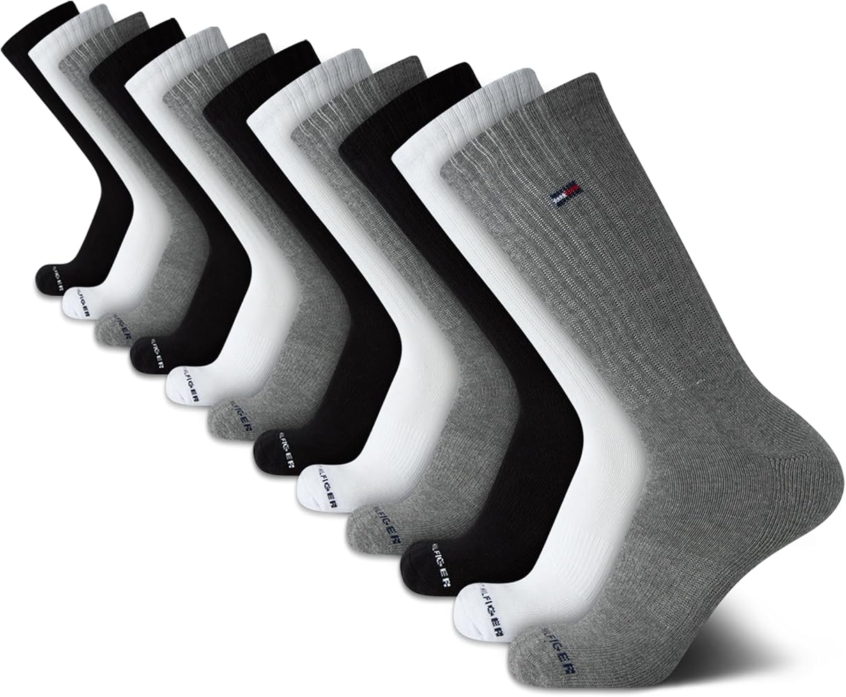 Tommy Hilfiger Men's Athletic Socks - Cushioned Crew Socks (12 Pack)