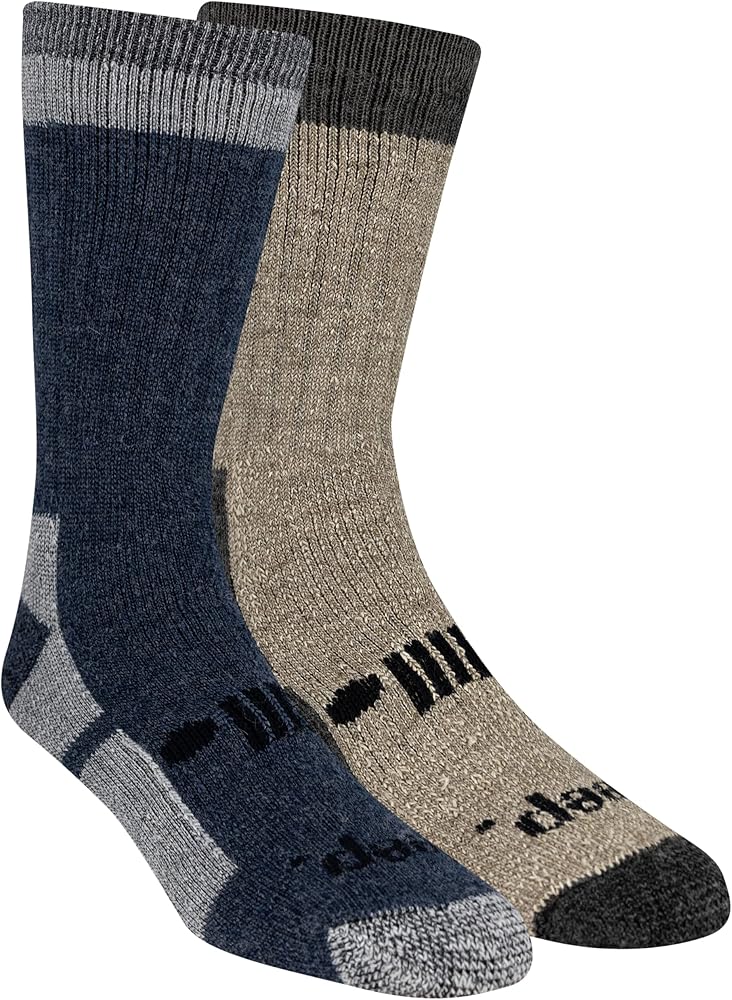 Jeep Men's Performance Wool Hiking Crew Socks-2 Pair Pack-Heavyweight Cushioned Comfort