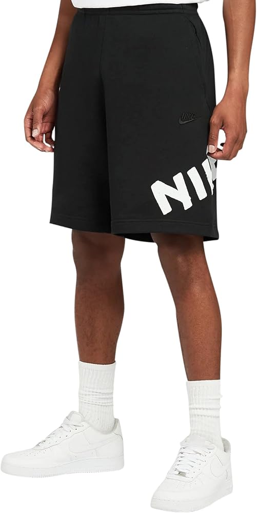 Nike Sportswear Club French Terry Men's Shorts (Large, Black/White)