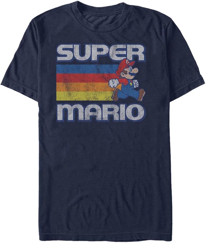 Nintendo Men's Super Mario Running Retro Stripe T-Shirt