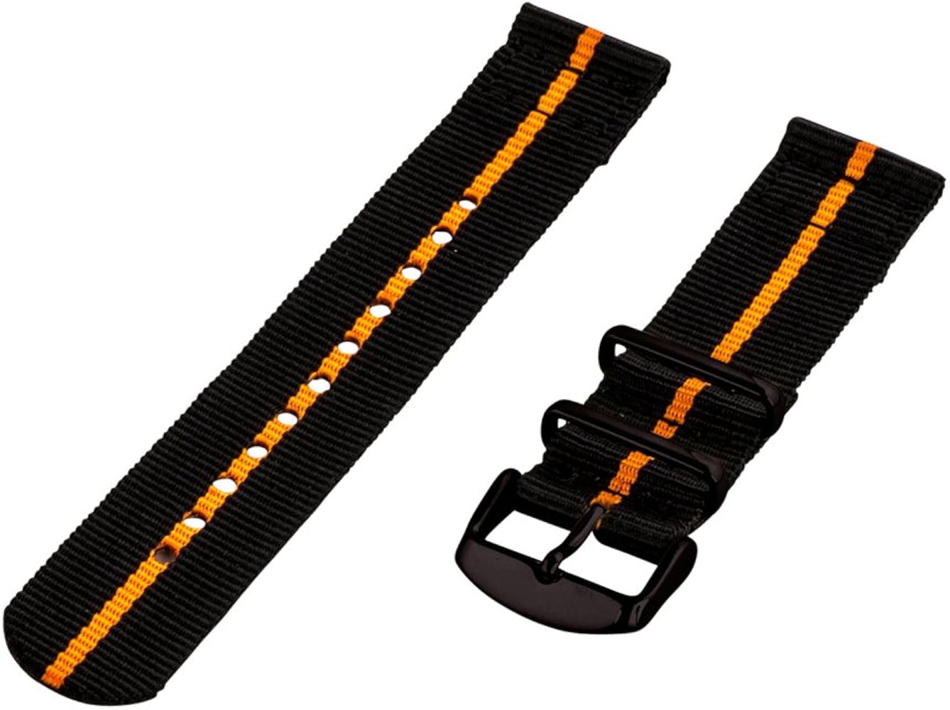 Clockwork Synergy - 22mm 2 Piece Classic Nato PVD Nylon Black/Orange Replacement Watch Strap Band