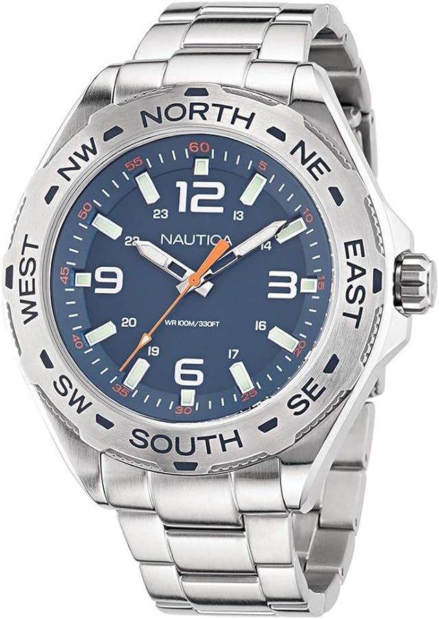 Nautica Men's NAPCWS302 Clearwater Beach Recycled (85%) Stainless Steel Bracelet Watch