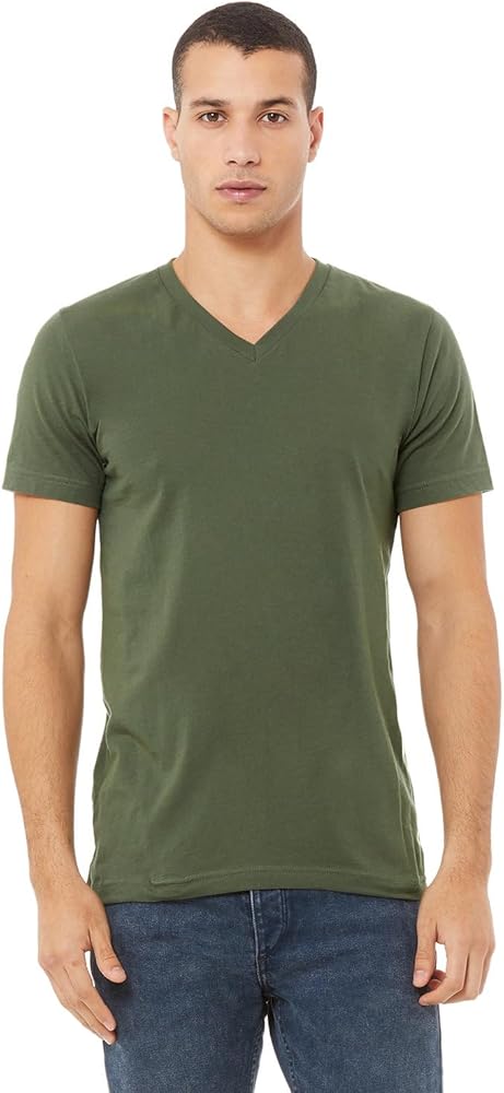 Bella Canvas Unisex Jersey Short Sleeve V-Neck Tee C3005 Military Green