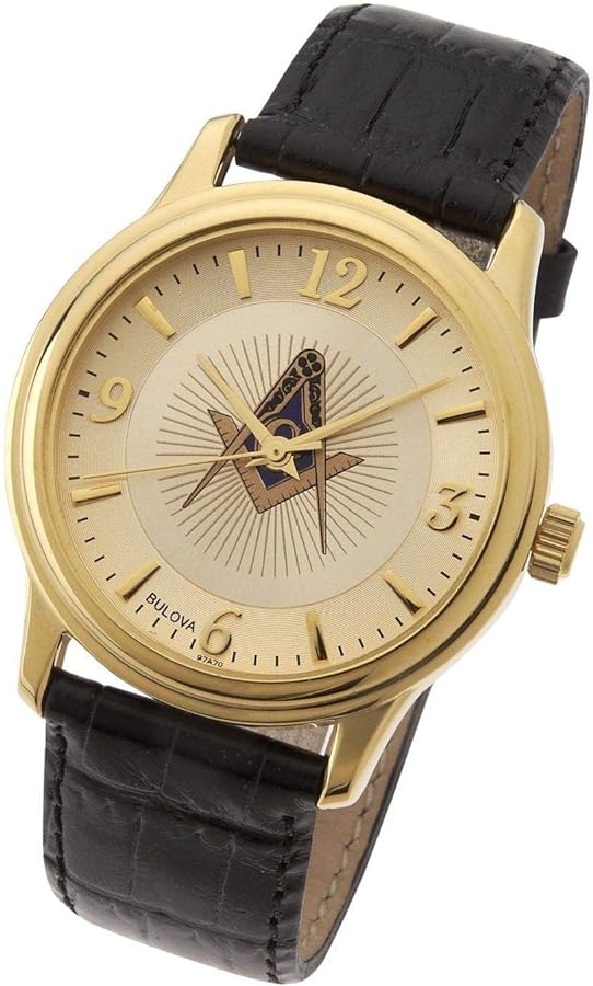 New Men's Gold Finished Bulova Masonic Blue Lodge Watch