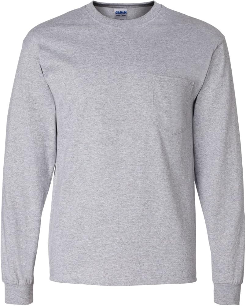 Gildan Men's Ultra Cotton Long-Sleeve T-Shirt with Pocket