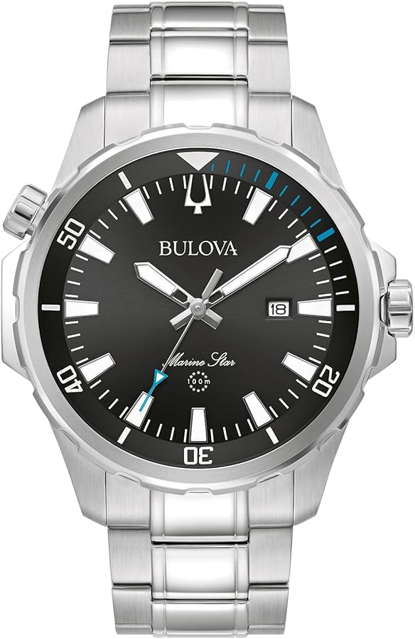 Bulova Men's Marine Star 'Series B' Stainless Steel Watch, Black Sunray Dial Style: 96B382