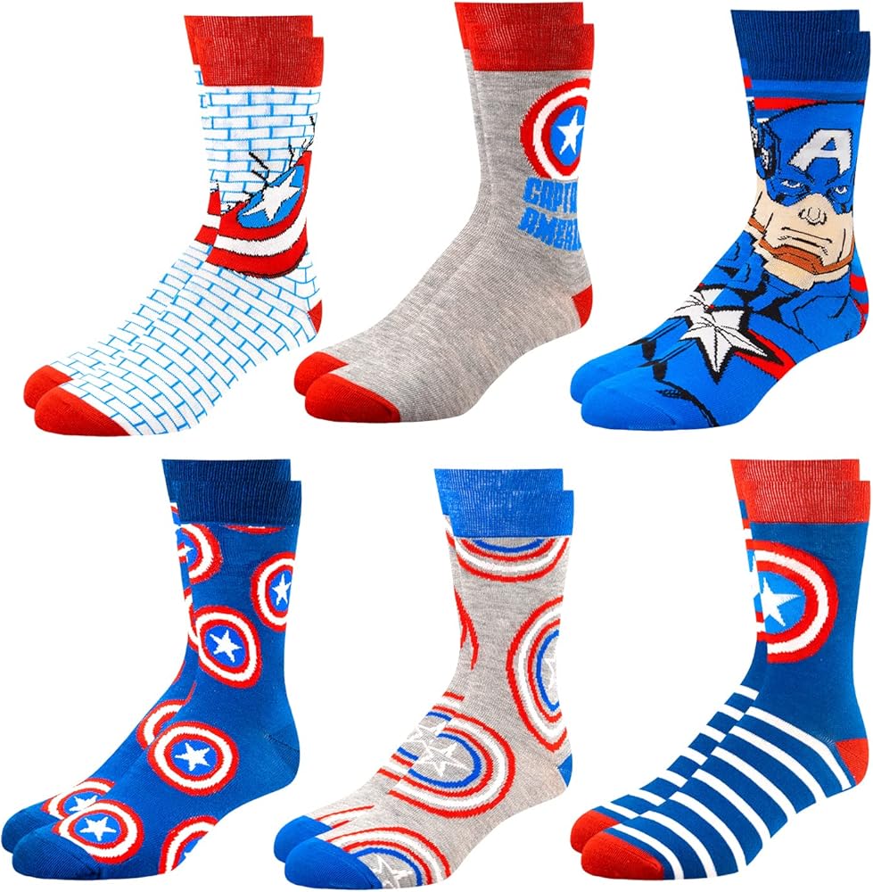 Marvel Legends Socks for Boys & Men, 6-Pack Socks for Men & Boys Socks, Men's Athletic Socks, Athletic Socks for Boys