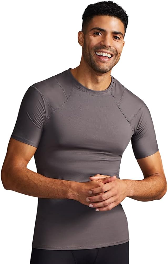 Tommie Copper Shoulder Support Shirt for Men, Posture Corrector Compression Shirt with UPF 50 Sun Protection