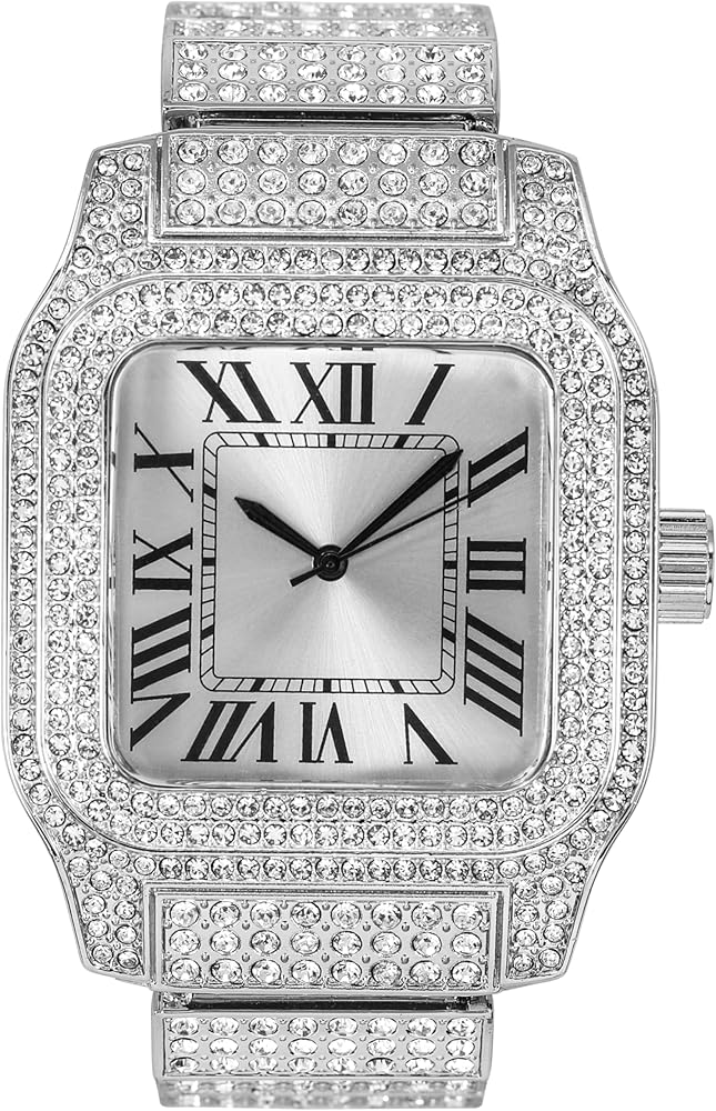 Techno Pave Men's 45mm Fully Iced Out Square Diamond Watch