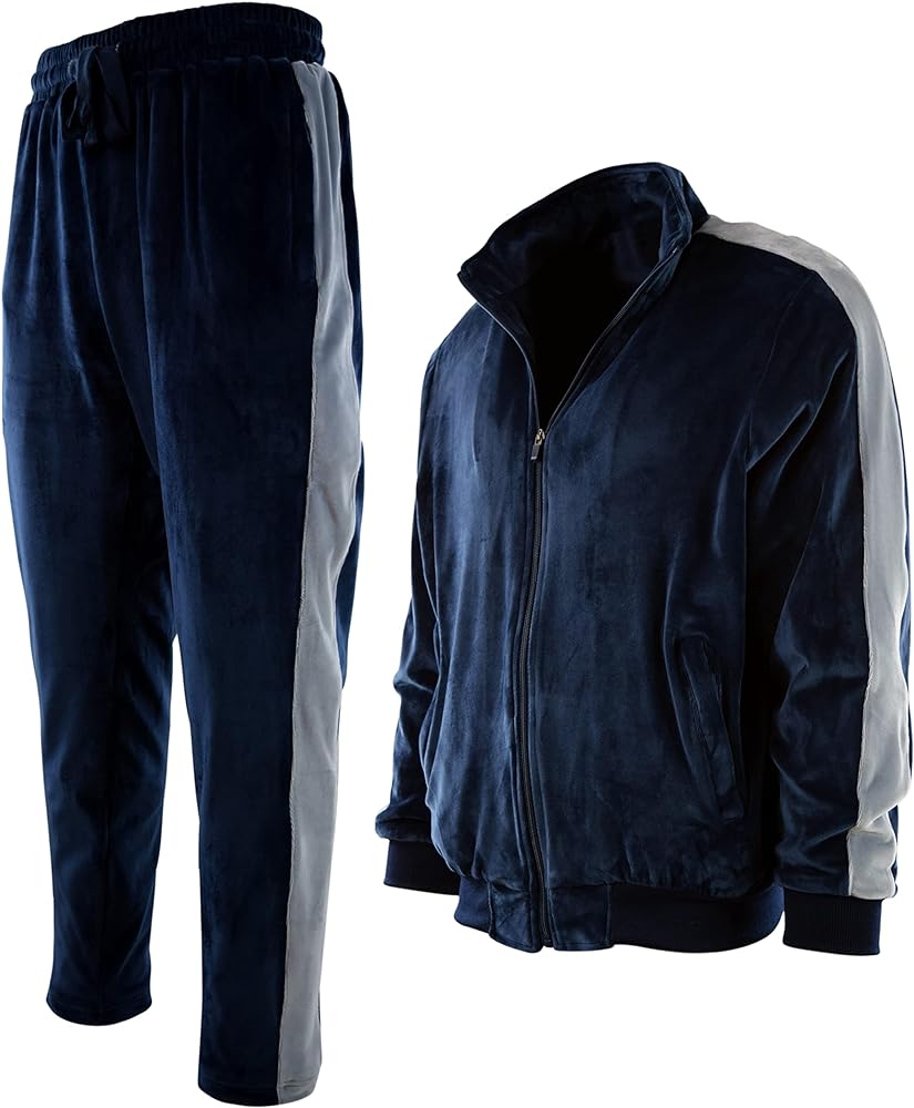 Mens Velour Set with Zippered Pockets and Velour Lining