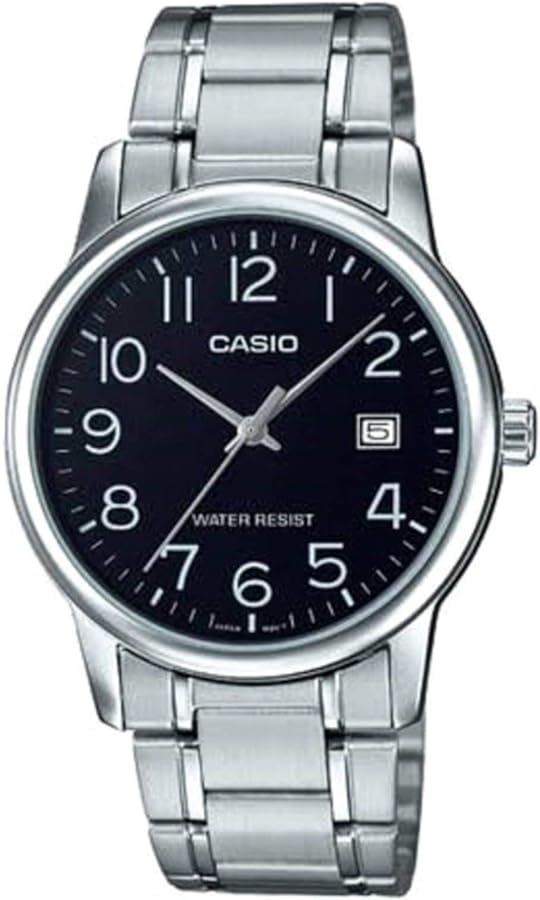 Casio #MTP-V002D-1B Men's Standard Analog Stainless Steel Date Black Dial Watch