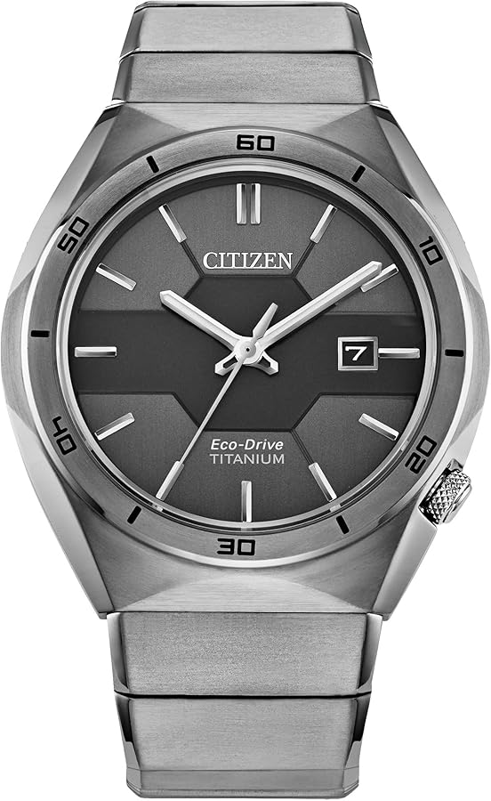 Citizen Men's Eco-Drive Sport Luxury Armor Watch in Super Titanium, Black Dial (Model: AW1660-51H)