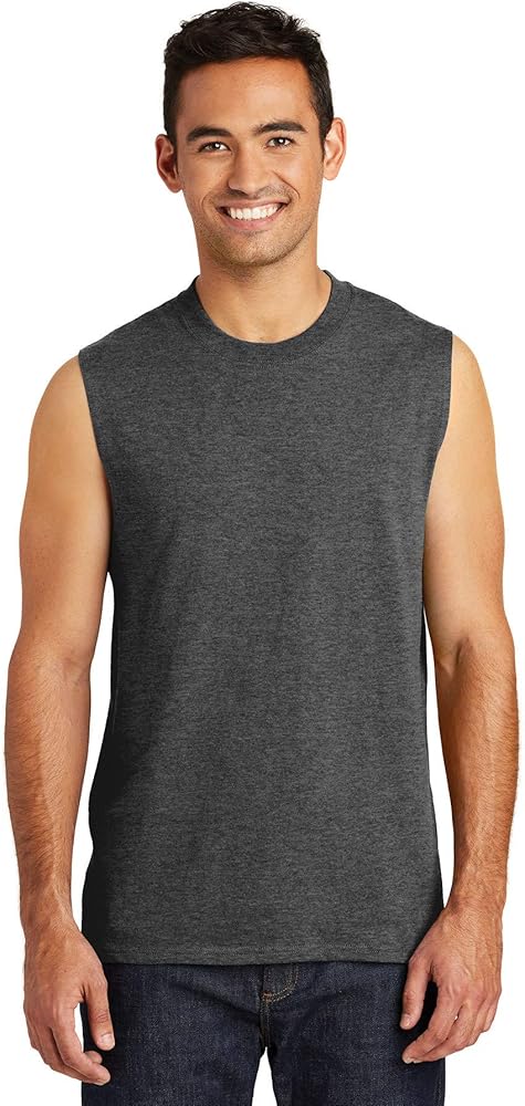 Port & Company - Men's Core Cotton Sleeveless Tee, Dark Heather Grey, Large