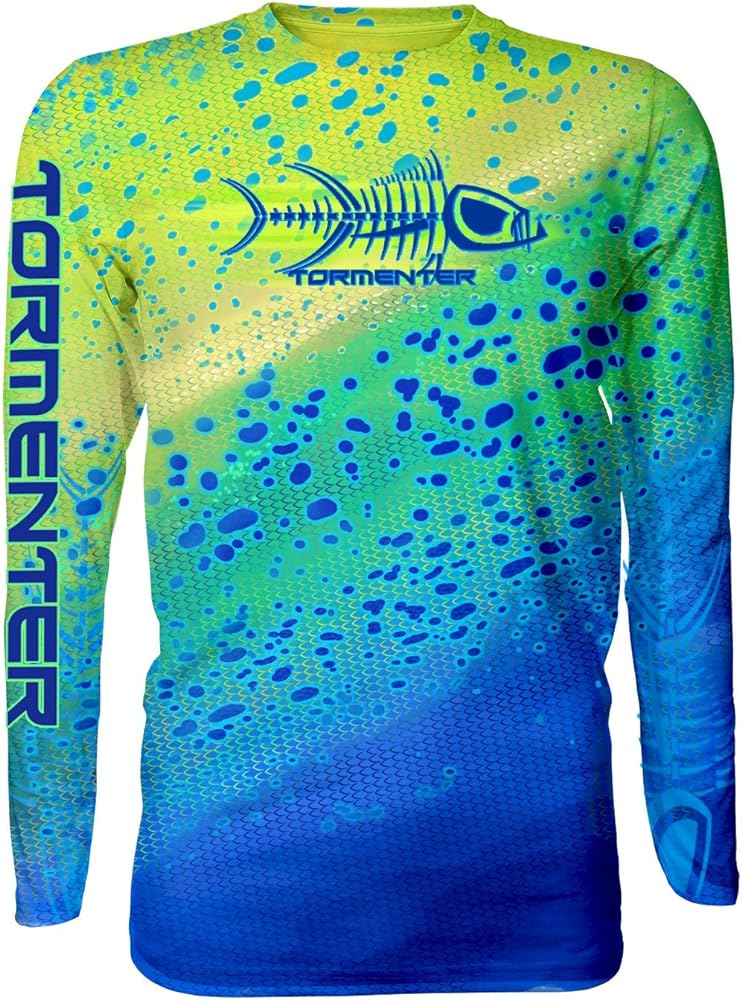 Tormenter Men's Key Largo Long Sleeve Performance Shirt, Snag Proof, SPF-50 Ocean