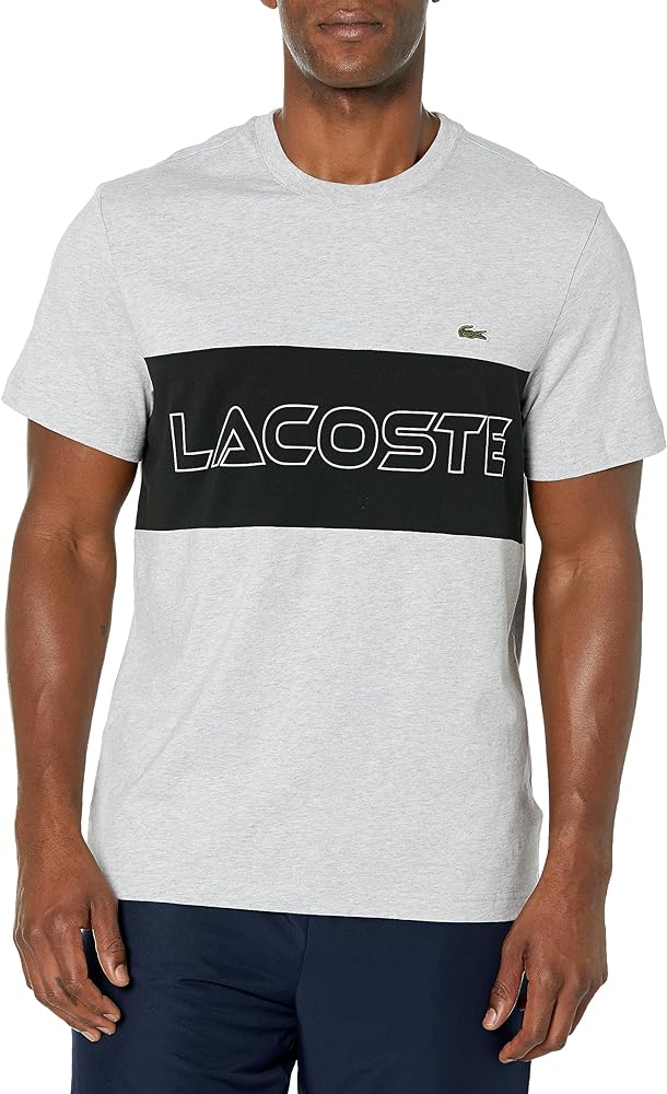 Lacoste Men's Short Sleeve Colorblocked Wording T-Shirt