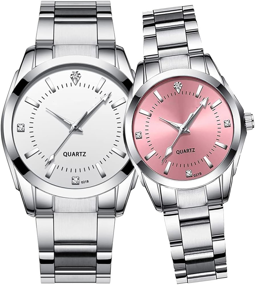 Couple Watches Men and Women Gold Silver Stainless Steel Watch Fashion his and Hers Watches Set