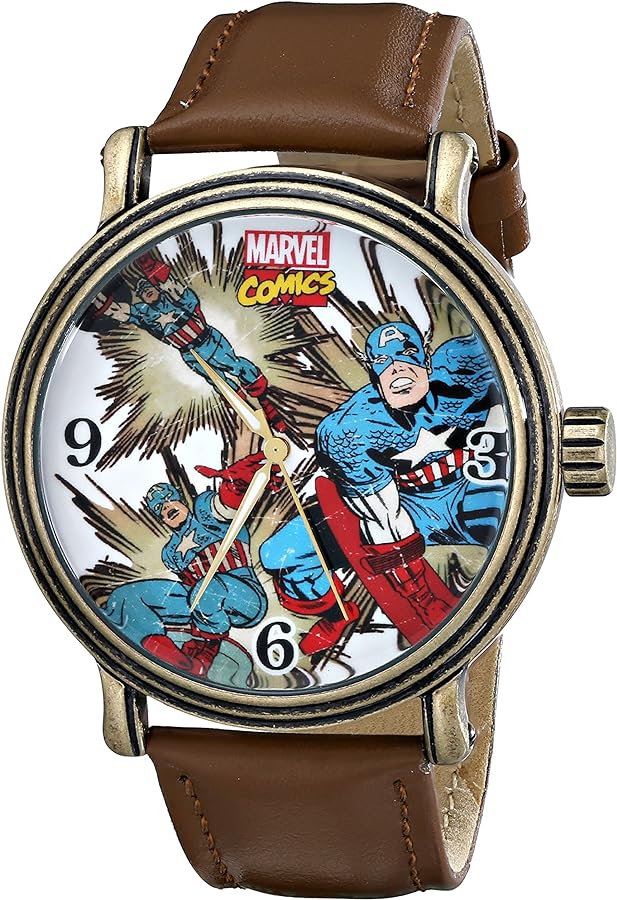 Marvel Men's W001759 The Avengers Captain America Analog-Quartz Brown Watch