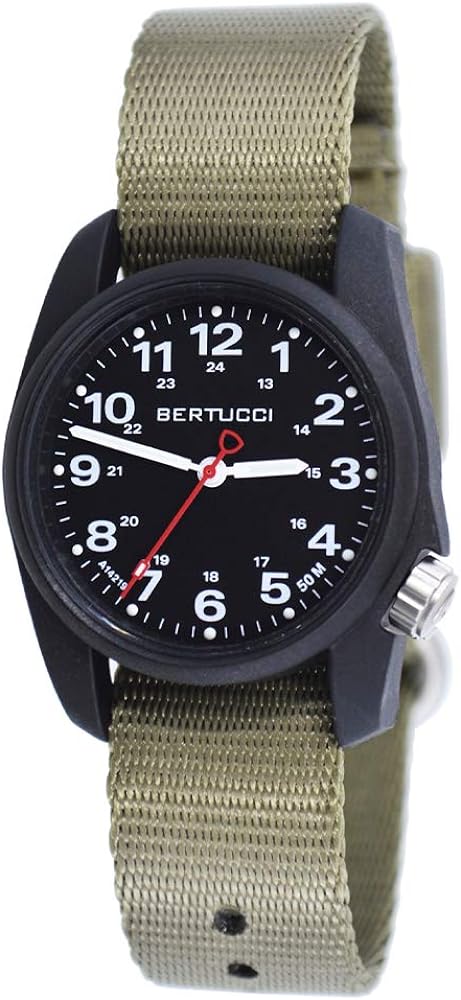 BERTUCCI A-1R Field Comfort 10501 Mens Drab Nylon Band Black Quartz Dial Watch