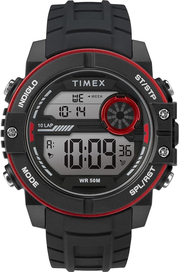 Timex Men's DGTL Sphere 45 mm Chrono Watch, Red/Black, strap