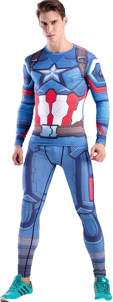 Mens Compression Running Gym Clothes Set Cosplay Set, Pants & Shirt