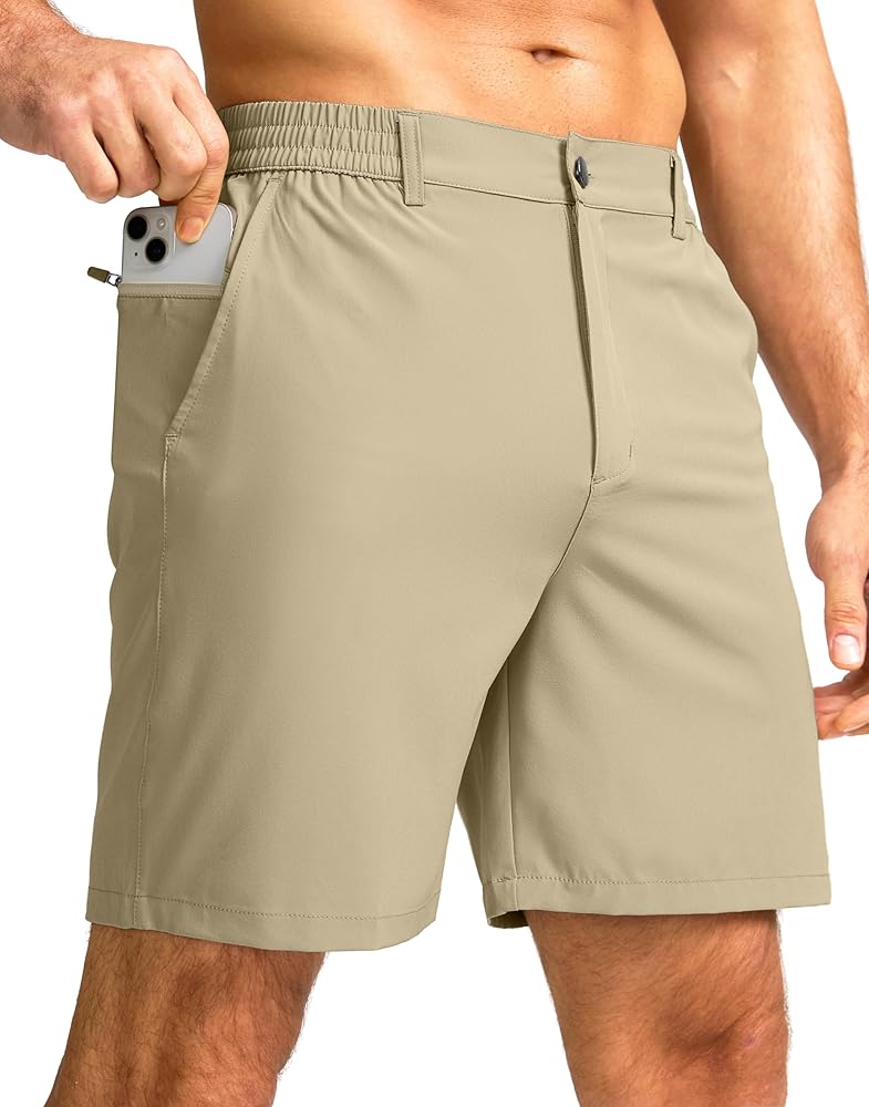 Men's Casual Shorts 7" Lightweight Golf Shorts for Men Stretch with 3 Pockets Quick Dry Breathable Work Shorts