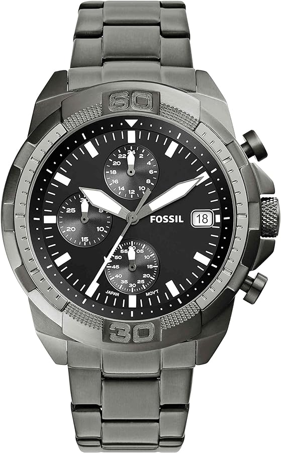 Fossil Bronson Men's Watch with Stainless Steel Bracelet or Genuine Leather Band, Chronograph or Three-Hand Analog Display