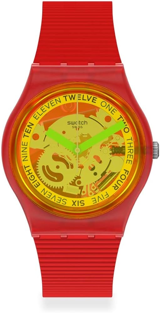 Swatch Retro-Rosso Quartz Transparent Yellow Dial Unisex Watch GR185