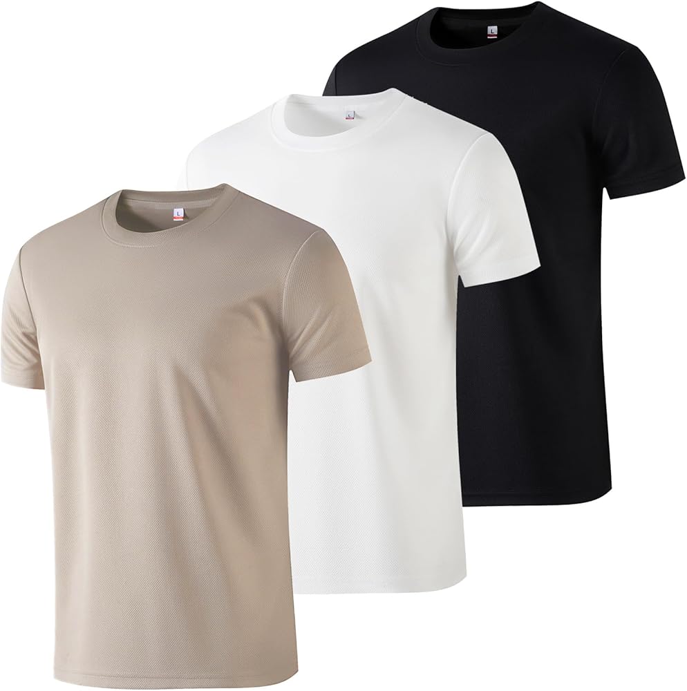 3 Pack Workout Shirts for Men Athletic Running Gym Short Sleeve Tee Shirts for Sports Casual Outfit